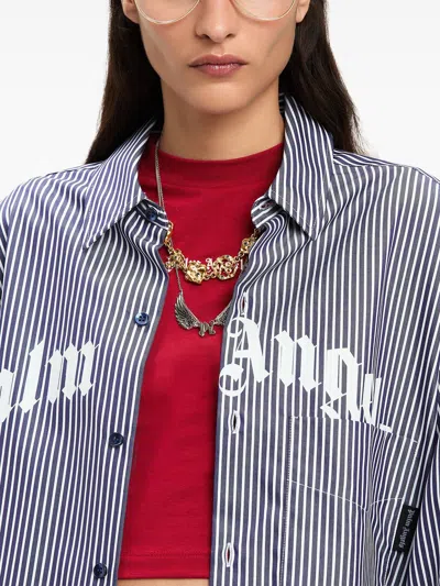 Palm Angels Striped Midi Dress In Blue