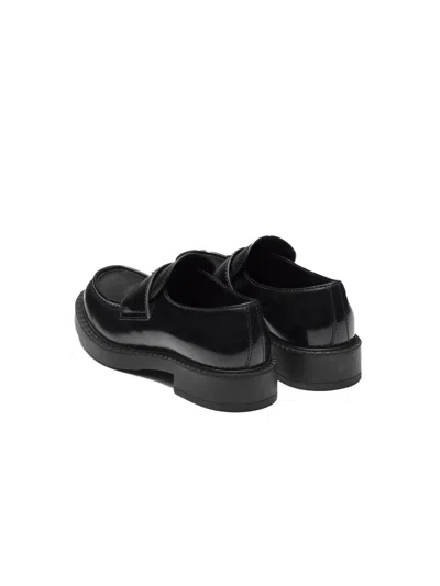 Prada Round-toe Loafers In Black
