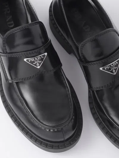 Prada Round-toe Loafers In Black