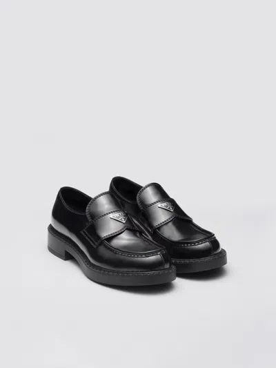 Prada Round-toe Loafers In Black
