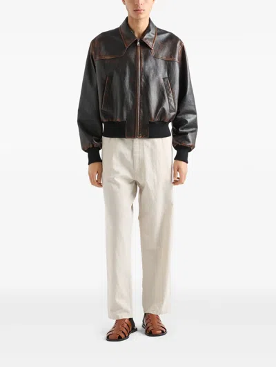 Prada Chambray Pants In Neutral