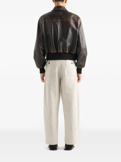 Prada Chambray Pants In Neutral
