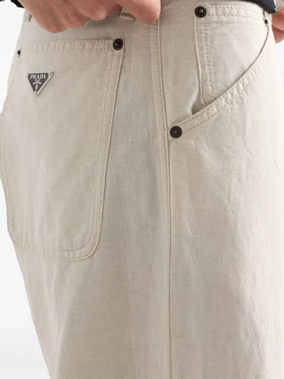 Prada Chambray Pants In Neutral