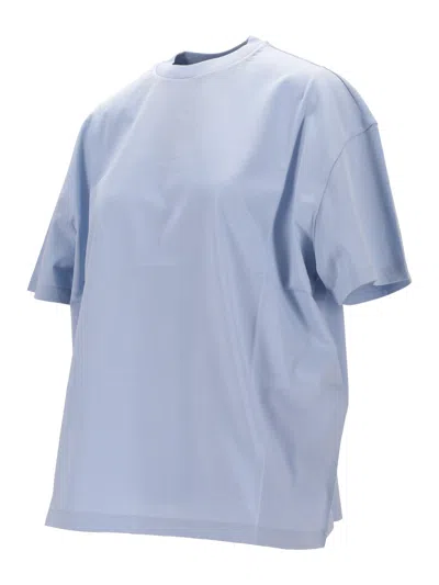 Prada Triangle Logo Oversized T-shirt In Blue