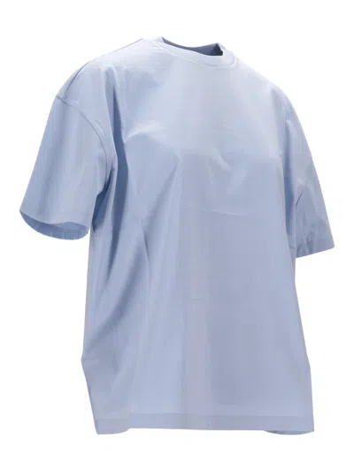 Prada Triangle Logo Oversized T-shirt In Blue