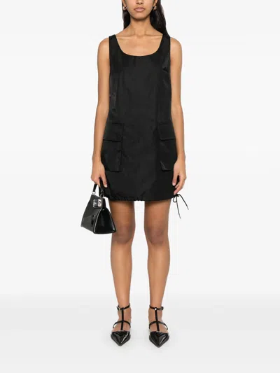 Prada Drawstring Hem Mini Dress In Black