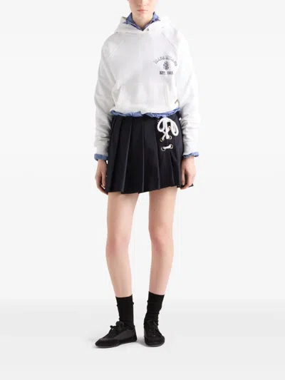 Prada Logo-embroidered Cotton Sweatshirt In White
