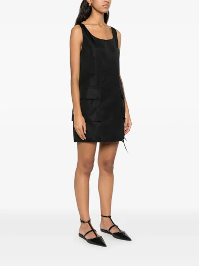 Prada Drawstring Hem Mini Dress In Black