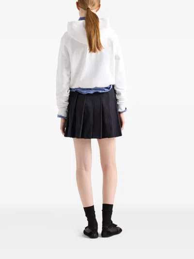Prada Logo-embroidered Cotton Sweatshirt In White
