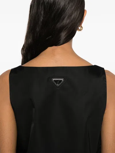 Prada Drawstring Hem Mini Dress In Black