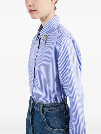 Prada Poplin Shirt With Rhinestone Detail In Blue