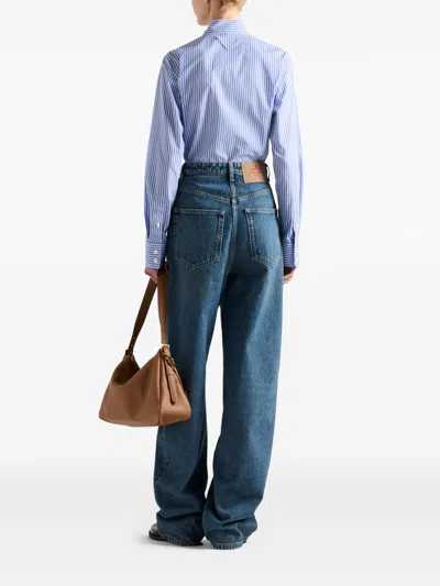 Prada Poplin Shirt With Rhinestone Detail In Blue