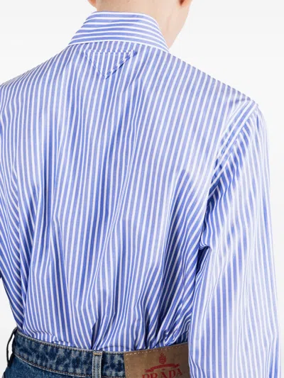 Prada Poplin Shirt With Rhinestone Detail In Blue