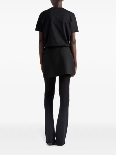 Prada Embroidered Triangle Logo Jersey T-shirt In Black