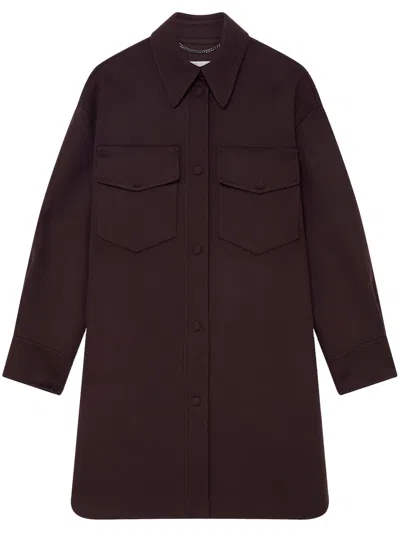Stella Mccartney Dark Brown Press-stud Fastening Overshirt In Burgundy