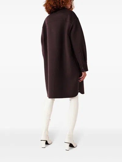 Stella Mccartney Dark Brown Press-stud Fastening Overshirt In Burgundy