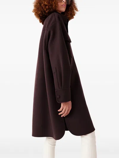 Stella Mccartney Dark Brown Press-stud Fastening Overshirt In Burgundy