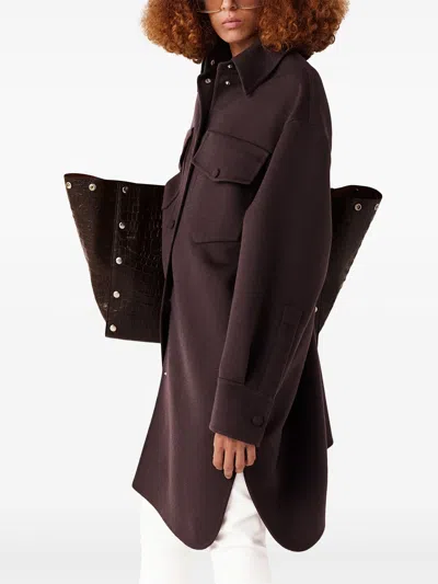 Stella Mccartney Dark Brown Press-stud Fastening Overshirt In Burgundy