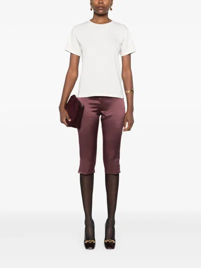 Saint Laurent White T-shirt With Logo Patch In Neutral