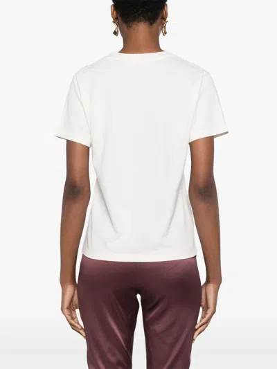Saint Laurent White T-shirt With Logo Patch In Neutral