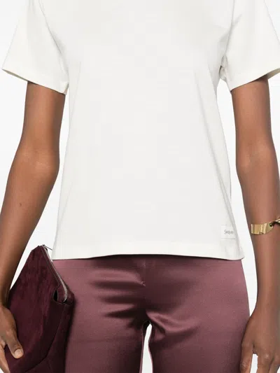 Saint Laurent White T-shirt With Logo Patch In Neutral