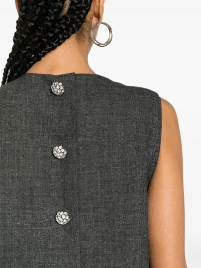 Prada Grey Feather-detail Mini Dress In Gray