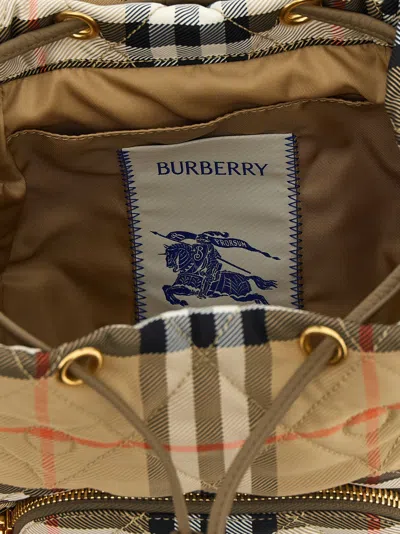 Burberry Beige Horseshoe Mini Backpack In Brown