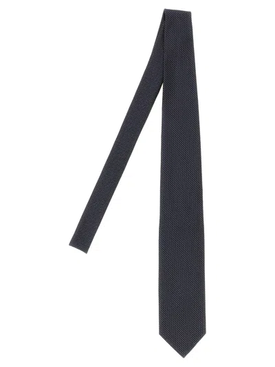 Tom Ford Blue Jacquard Pattern Tie In Black