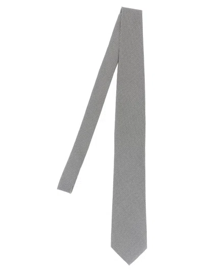 Tom Ford Silver Jacquard Pattern Tie In Gray