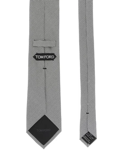 Tom Ford Silver Jacquard Pattern Tie In Gray