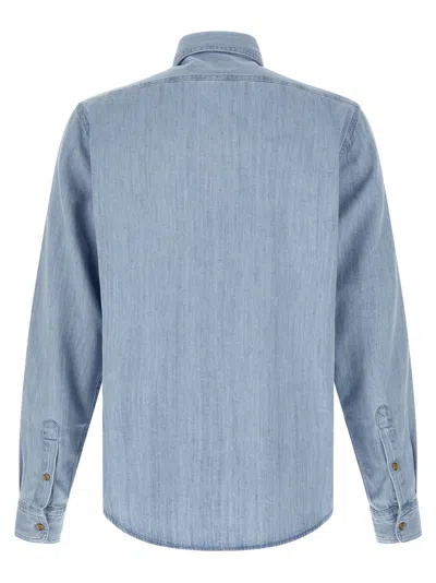 Hugo Boss H-liam Buttoned Chest-pockets Shirt In Blue