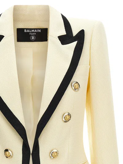 Balmain Maxi Shoulder Strap Blazer In Neutral