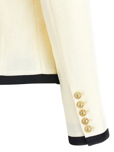Balmain Maxi Shoulder Strap Blazer In Neutral