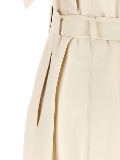 Pinko Button Belted Midi Shirt Dress In Neutral