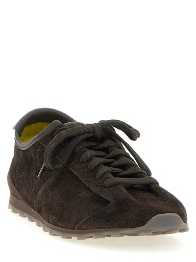 Jacquemus The Tennis Leather-trimmed Suede Sneakers In Brown