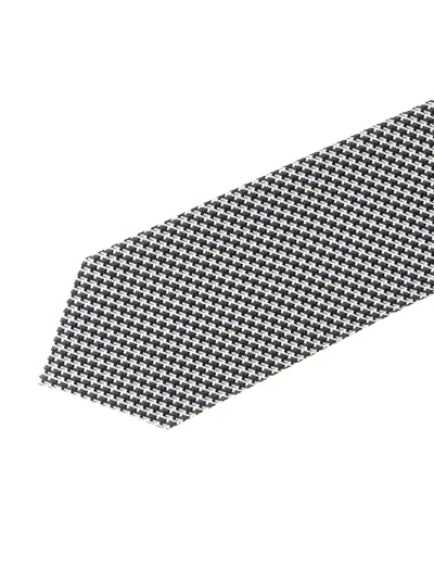Tom Ford Silk Tie Regular Width Patterned Surface In Gray