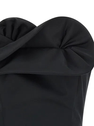 Magda Butrym Wool And Silk Corset Top With Sculptural Neckline In Black