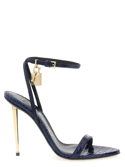 Tom Ford Laminated Leather Sandals With Iconic Padlock In Multi
