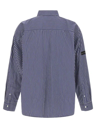 Balenciaga Poplin Shirt Striped Long Sleeves Pocket In Blue