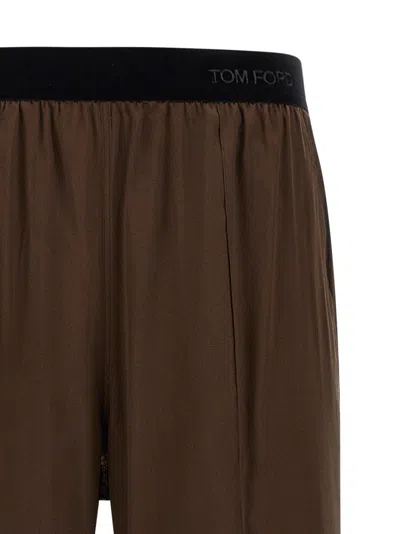 Tom Ford Silk Pants In Brown