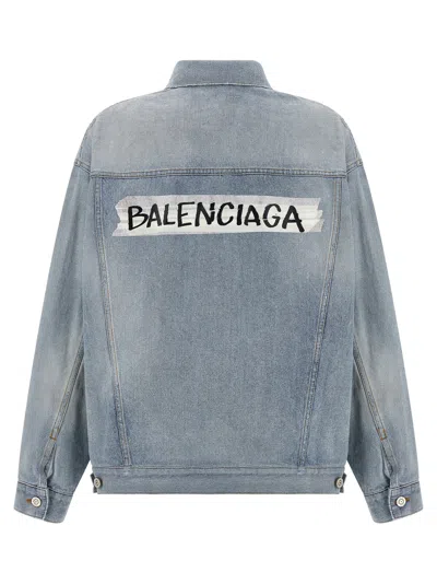 Balenciaga Collared Regular Jacket Long Sleeves Pockets In Blue