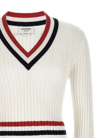 Thom Browne Rwb Intarsia Sweater Sweaters And Cardigans White In White
