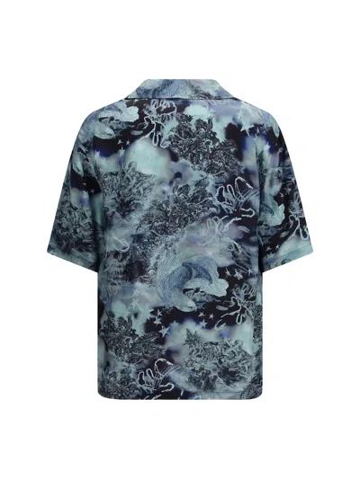 Off-white Multicolor Viscose Pattern Shirt In Blue