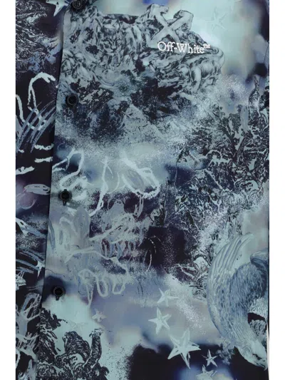 Off-white Multicolor Viscose Pattern Shirt In Blue