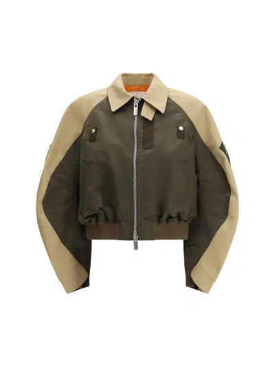 Sacai Oversized Cotton-canvas And Shell Bomber Jacket In Multi