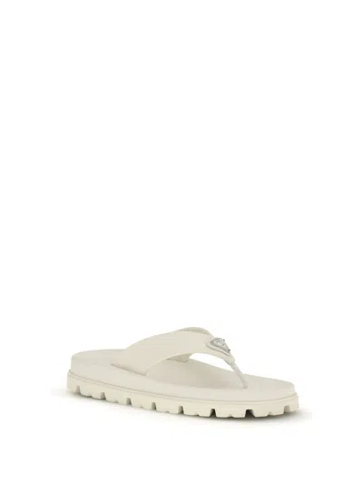 Prada Logo Flip-flops In White