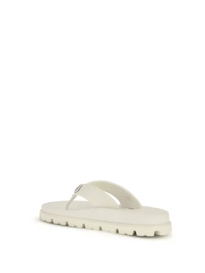 Prada Logo Flip-flops In White