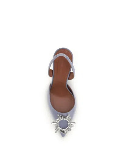 Amina Muaddi Elegant Crystal-embellished Pointed Toe Slingbacks With 95mm Heel In Purple