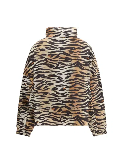 Pinko Technical Fabric Jacket With Animal Print In Neutral