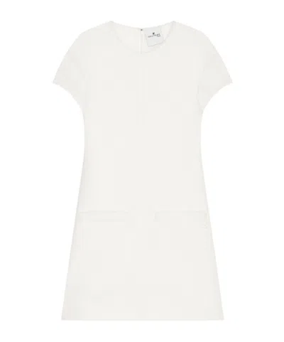 Courrèges Heritage Crepe Dress Crew Neck Pockets In White